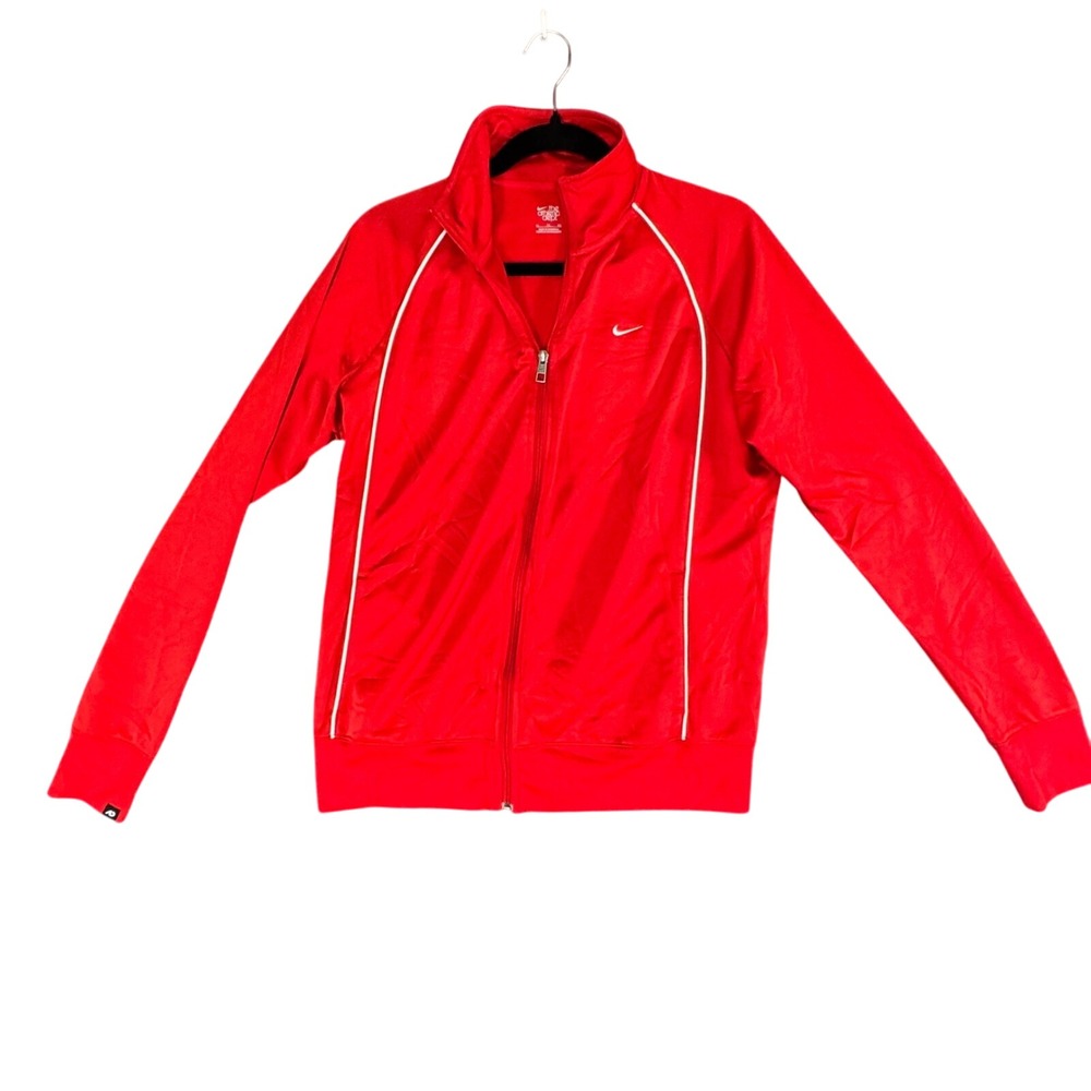 VTG Nike Womens XL Red Track Jacket Full Zip Athletic Dept Logo Y2K Sporty Retro - Picture 2 of 10